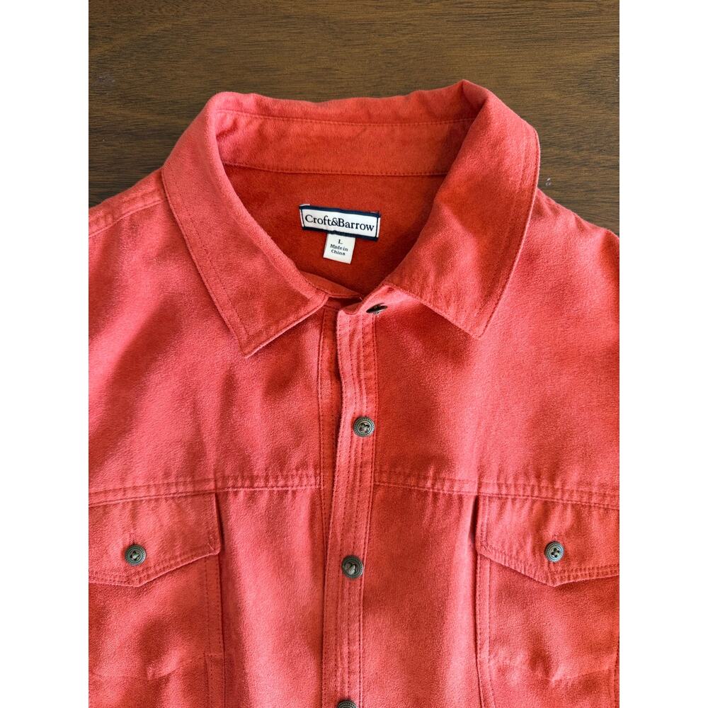 Faux Suade Rust Button Up Short - Picture 3 of 4